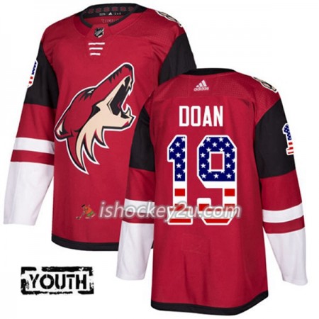 Børn NHL Arizona Coyotes Trøje Shane Doan 19 Adidas 2017-2018 Rød USA Flag Fashion Authentic